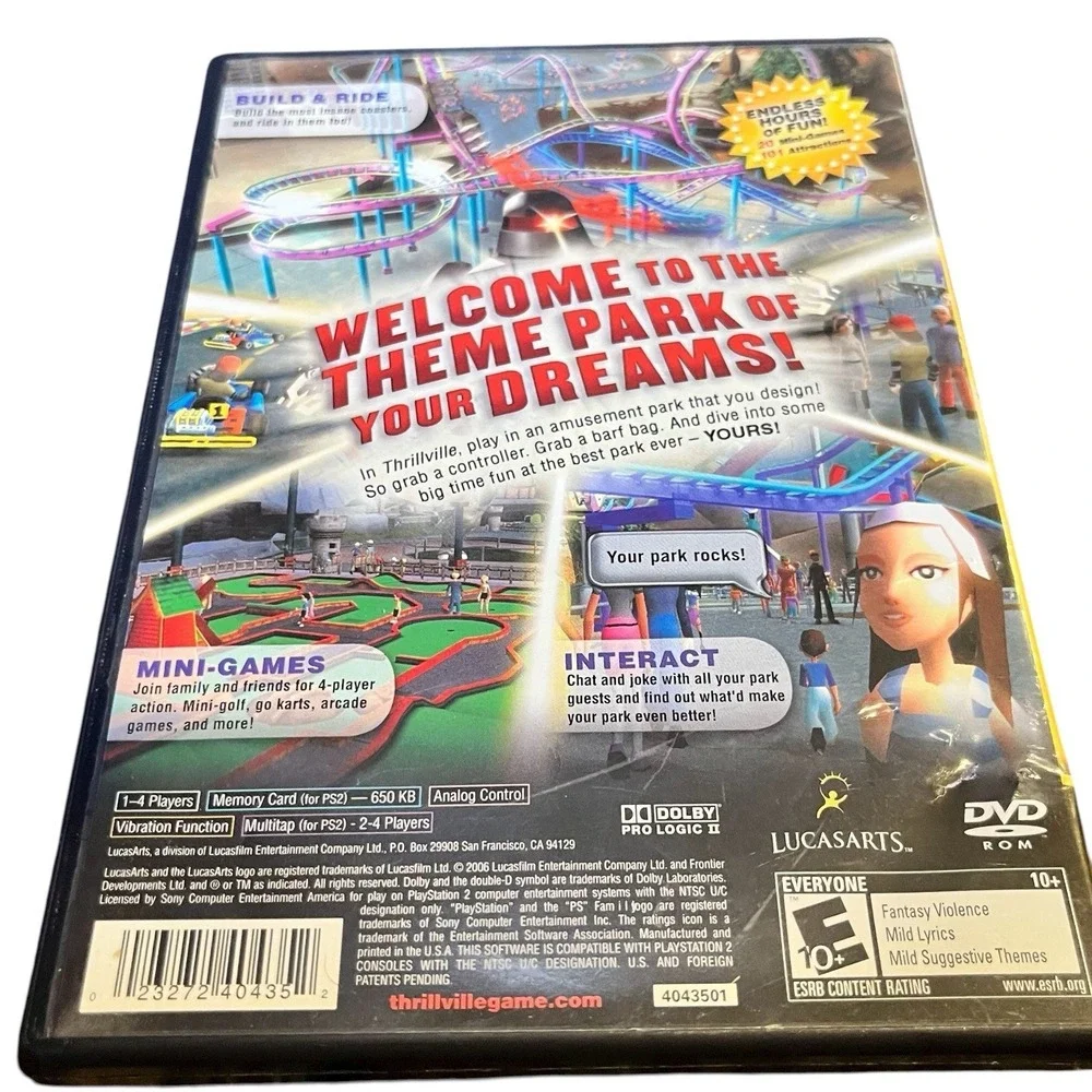 Thrillville Sony PlayStation 2 PS2 Game Roller Coaster Theme Park Tested CIB